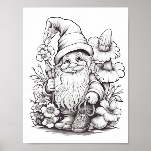 Leuke Forest Gnome Kleurstof Poster (Voorkant)