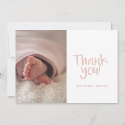 Leuke foto, baby meisje, baby shower bedankkaart (Voorkant)