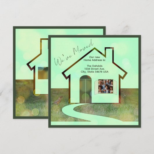 Leuke foto en vogels We hebben verhuisd naar huis  (Voorkant / Achterkant)