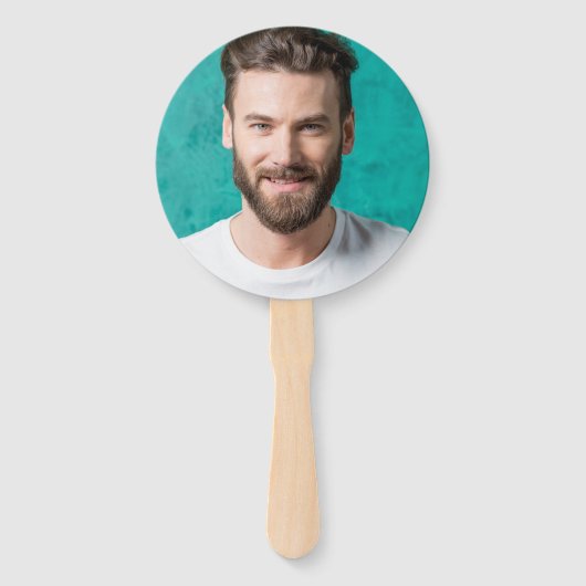 Leuke foto gezicht op een Stick Vrijgezellenfeest  Handwaaier (Voorkant)