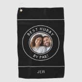 Leuke foto Golfer Best Hubby van Par Black Modern Golfhanddoek (Voorkant)