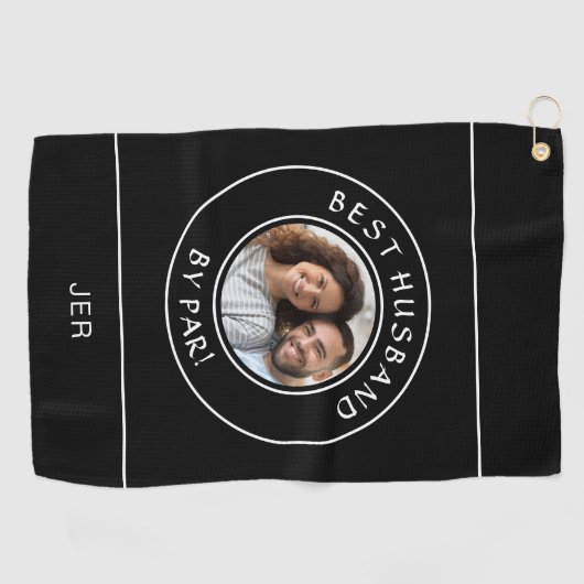 Leuke foto Golfer Beste man van Par Black Modern Golfhanddoek (Horizontaal)