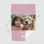 Leuke foto Modern Monogrammed Golfer Club Pro Roze Golfhanddoek (Insitu)