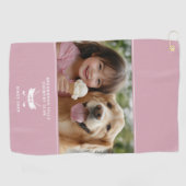 Leuke foto Modern Monogrammed Golfer Club Pro Roze Golfhanddoek (Horizontaal)