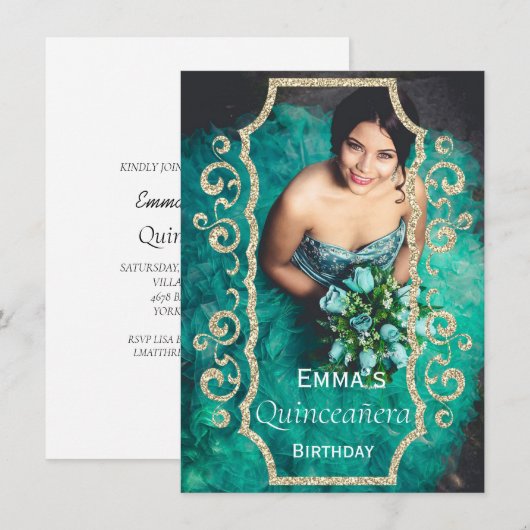 Leuke foto Quinceañera verjaardagsfeestuitnodiging Kaart (Voorkant / Achterkant)