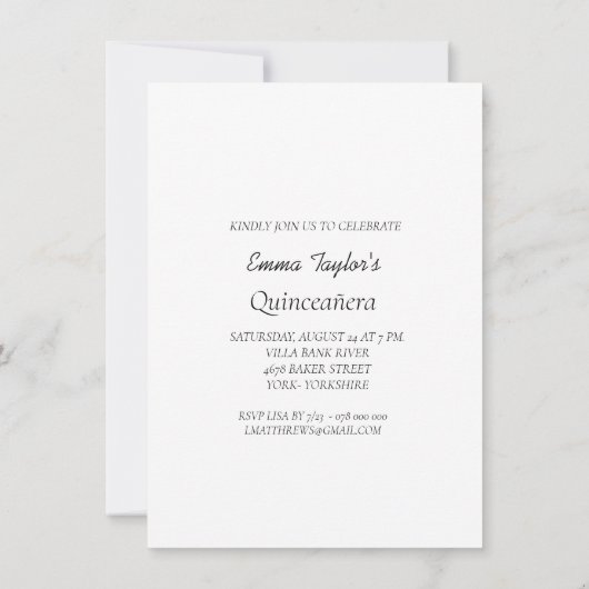 Leuke foto Quinceañera verjaardagsfeestuitnodiging Kaart (Achterkant)