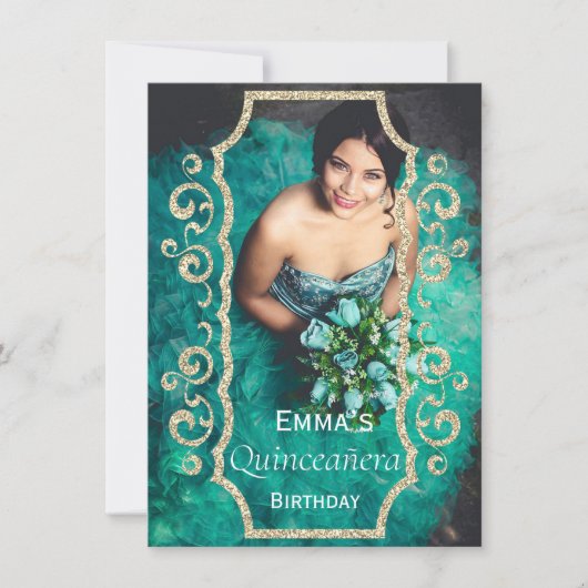 Leuke foto Quinceañera verjaardagsfeestuitnodiging Kaart (Voorkant)