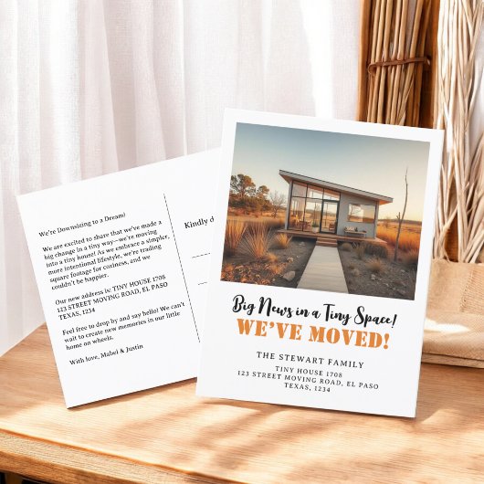 Leuke foto van een klein huis nieuwe adres verhuiz aankondigingskaart