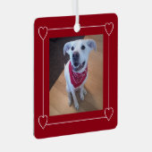 Leuke foto van Hond glimlachend Rood en Wit Kerstm Metalen Ornament (Voorkant Rechts)