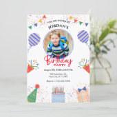 Leuke foto Verjaardagsfeestje kleurrijke ballons Kaart (Staand voorkant)