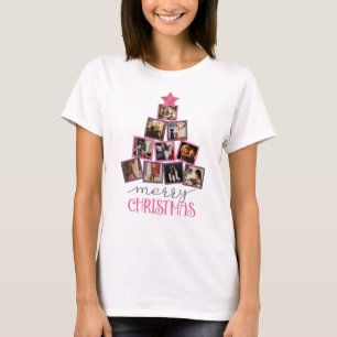 Leuke foto Vrolijk Kerstmis Roze Kerstmis T-shirt