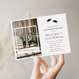 Leuke fotocollage dubbele afstudeerfeest kaart