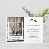 Leuke fotocollage dubbele afstudeerfeest kaart (Staand voorkant)