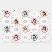 Leuke Fotocollage Sprinkles Happy Birthday Inpakpapier Vel (Voorkant 3)