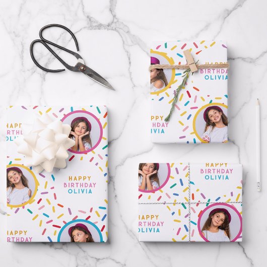 Leuke Fotocollage Sprinkles Happy Birthday Inpakpapier Vel