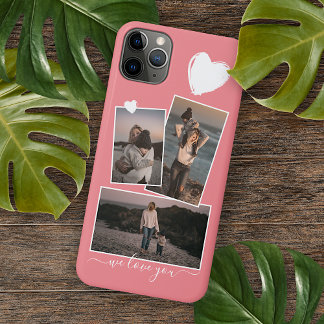 Leuke foto's en hart op Coral Red Peach Blush Pink iPhone 11Pro Max Hoesje