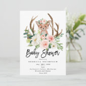 Leuke Fox Boho Bloemen Modern baby shower Kaart (Staand voorkant)