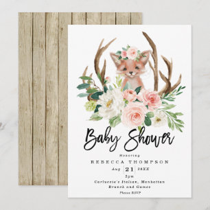 Leuke Fox Boho Bloemen Modern baby shower Kaart