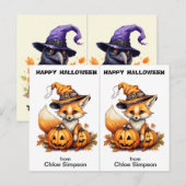 Leuke Fox Crow School Party Halloween Kaart (Voorkant / Achterkant)