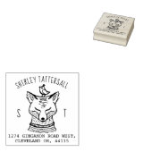 Leuke Fox Dier Monogram & Naam Retouradres Rubberstempel (Gestempeld)