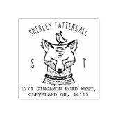 Leuke Fox Dier Monogram & Naam Retouradres Rubberstempel (Afrduk)