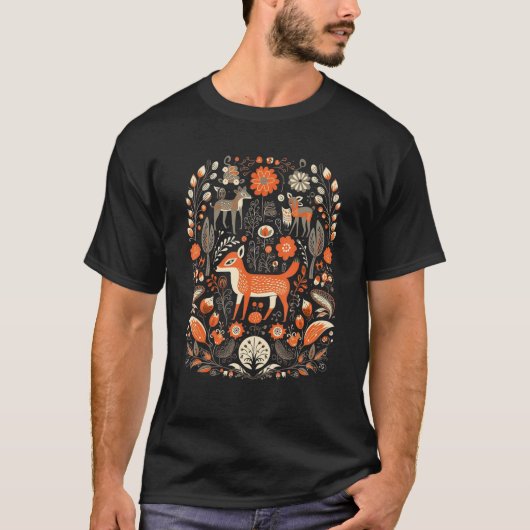 Leuke Fox Forest Bloemen Patroon voor een Fox fan T-shirt (Voorkant)
