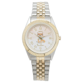 Leuke Fox met Wiskunde Leraar Roman Numerals Horloge