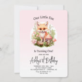 Leuke Fox Script Meisje 1e Verjaardag Kaart (Voorkant)