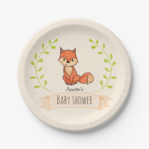 Leuke Fox Woodland Baby shower Papieren Bordje