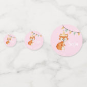 Leuke Fox Woodland Happy Birthday roze ballon Confetti (Achterkanten)