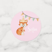 Leuke Fox Woodland Happy Birthday roze ballon Confetti (Kleine voorkant)