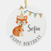 Leuke Fox Woodland Party Pet Happy Birthday Keramisch Ornament (Voorkant)