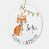 Leuke Fox Woodland Party Pet Happy Birthday Keramisch Ornament (Links)