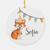 Leuke Fox Woodland Party Pet Happy Birthday Keramisch Ornament (Achterkant)