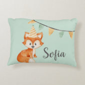 Leuke Fox Woodland Party Pet Happy Birthday Mint Accent Kussen (Achterkant)
