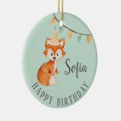 Leuke Fox Woodland Party Pet Happy Birthday Mint Keramisch Ornament (Rechts)