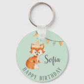 Leuke Fox Woodland Party Pet Happy Birthday Mint Sleutelhanger (Achterkant)