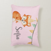 Leuke Fox Woodland Party Pet Happy Birthday Pink Accent Kussen (Achterkant (Verticaal))