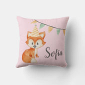 Leuke Fox Woodland Party Pet Happy Birthday Pink Kussen (Achterkant)