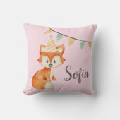Leuke Fox Woodland Party Pet Happy Birthday Pink Kussen (Voorkant)
