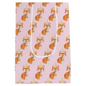 Leuke Fox Woodland Party Pet Happy Birthday Pink Medium Cadeauzakje (Achterkant)
