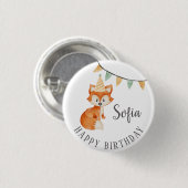 Leuke Fox Woodland Party Pet Happy Birthday Ronde Button 3,2 Cm (Voorkant /achterkant)