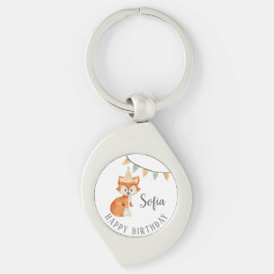 Leuke Fox Woodland Party Pet Happy Birthday Sleutelhanger