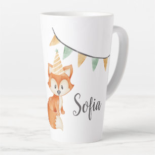 Leuke Fox Woodland Party Pet roze Latte Mok