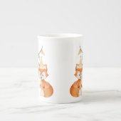 Leuke Fox Woodland Party Pet roze Porselein Kop (Voorkant)