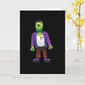Leuke Frankenstein Halloween Kaart (Gele Bloem)