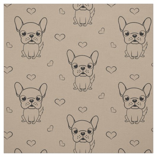 Leuke Franse Bulldog Bedrukte Stof per Meter (Swatch)