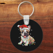 Leuke Franse Bulldog Hondenboom Kerstverlichting K Sleutelhanger (Voorkant)