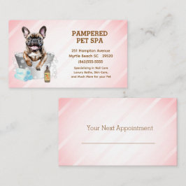 Leuke Franse Bulldog Pet Groomer Spa afspraak Visitekaartje
