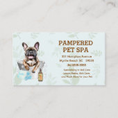 Leuke Franse Bulldog Pet Groomer Spa Visitekaartje (Voorkant)